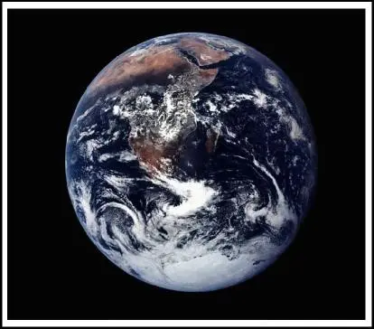 A picture of the earth taken from space.